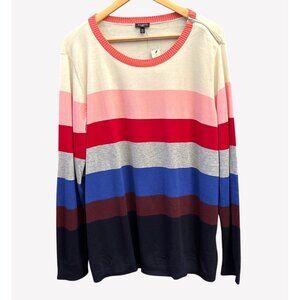 NWT Talbots Plus Size 3X Multicolor Striped Knit Sweater Fallcore Preppy Casual